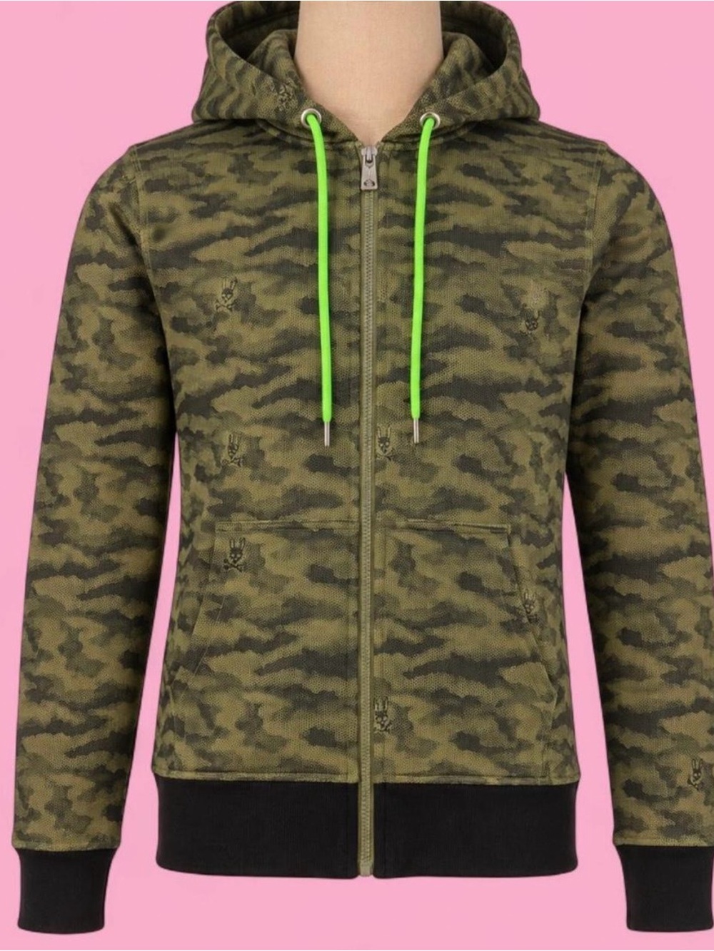 🔥 NWT Psycho Bunny Rockaway Camo Print Full Zip Up Hoodie - 
Size XXS